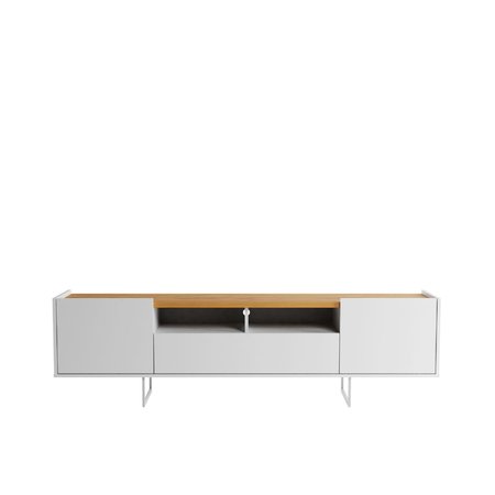MANHATTAN COMFORT Winston 70.86 TV Stand with 6 Shelves in White and Cinnamon 223851